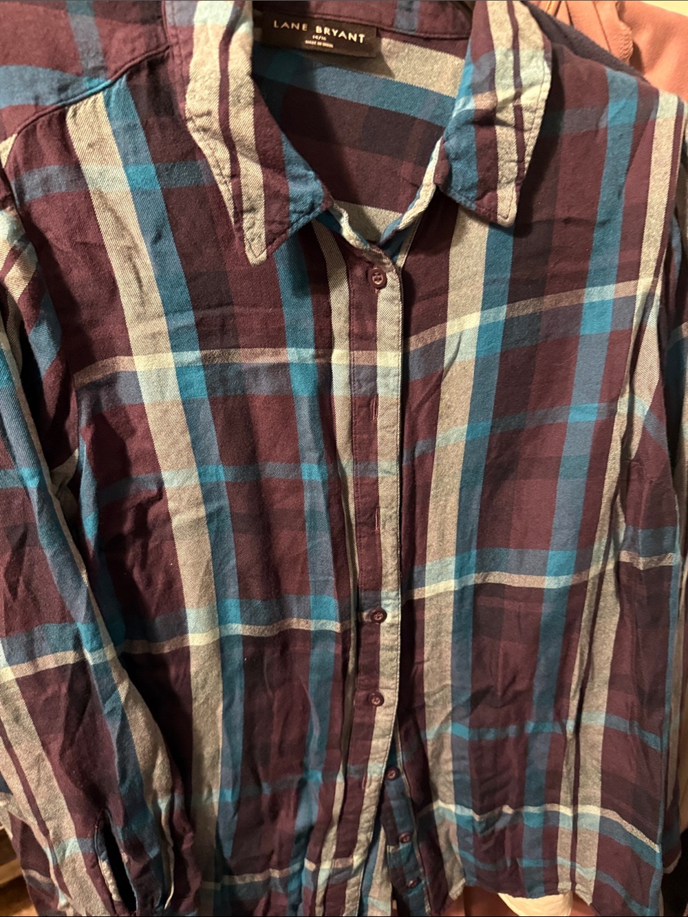 Lane Bryant woMen's Plaid Button-Down Shirt in Blue and Purple